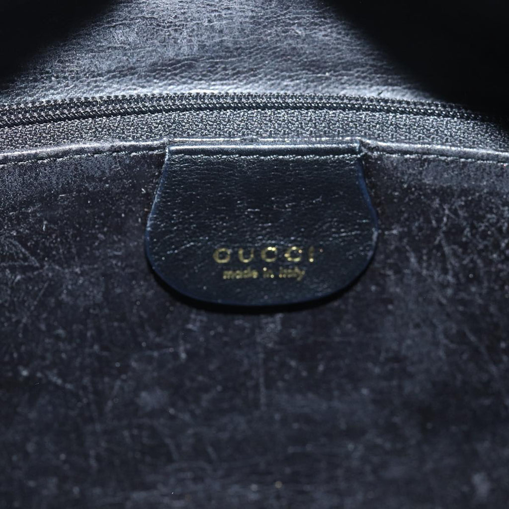 GUCCI Bamboo Hand Bag Leather Black 000 3444 0580 ep4677