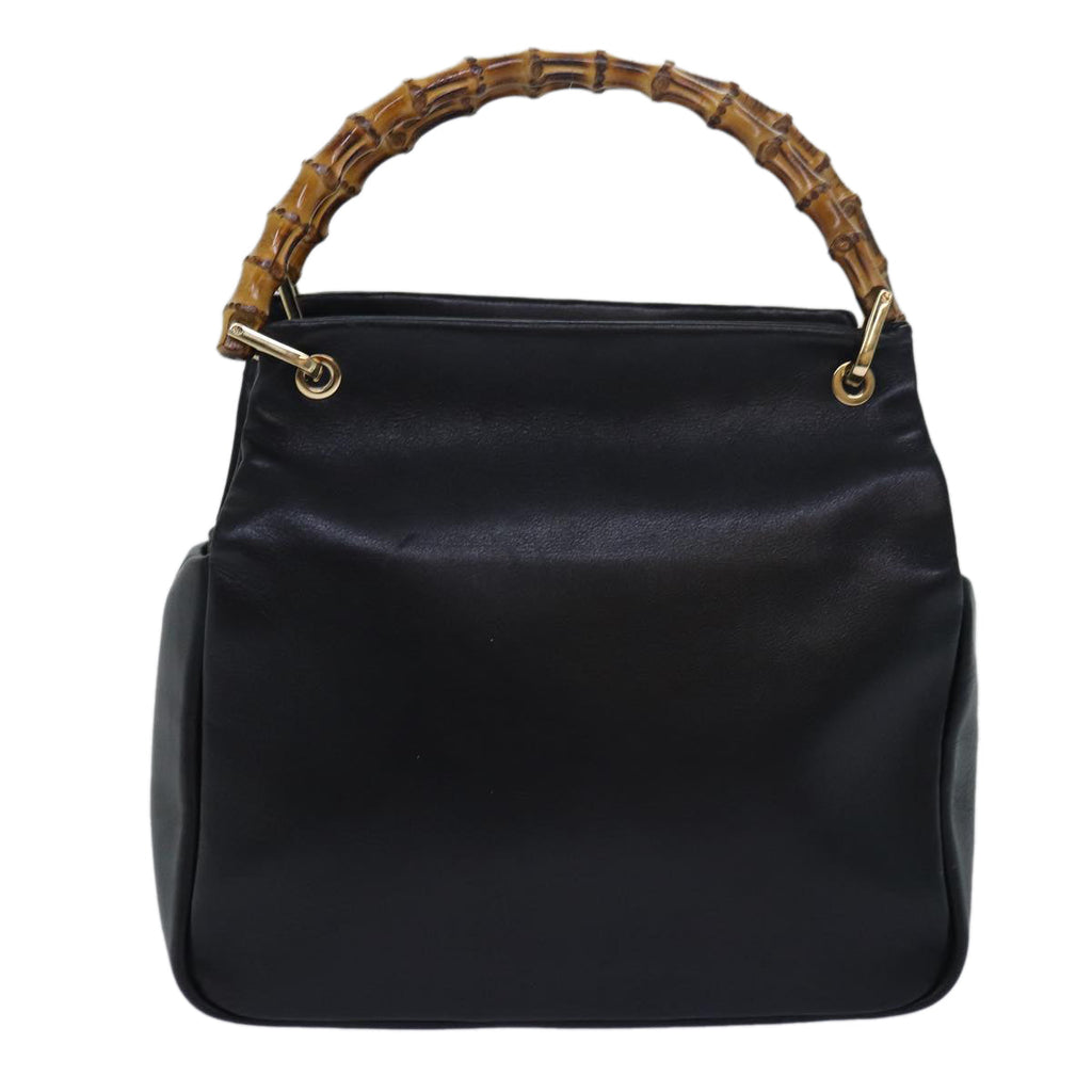 GUCCI Bamboo Hand Bag Leather Black 000 3444 0580 ep4677