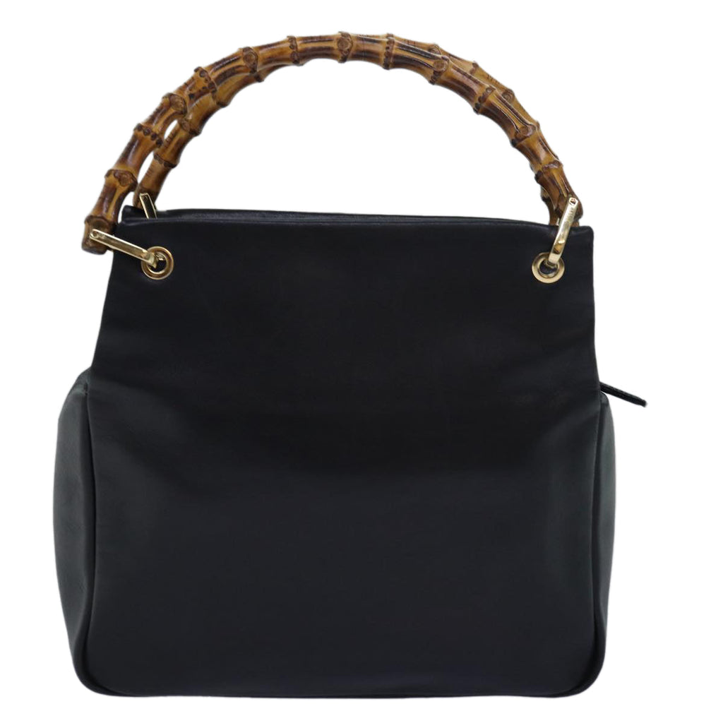 GUCCI Bamboo Hand Bag Leather Black 000 3444 0580 ep4677