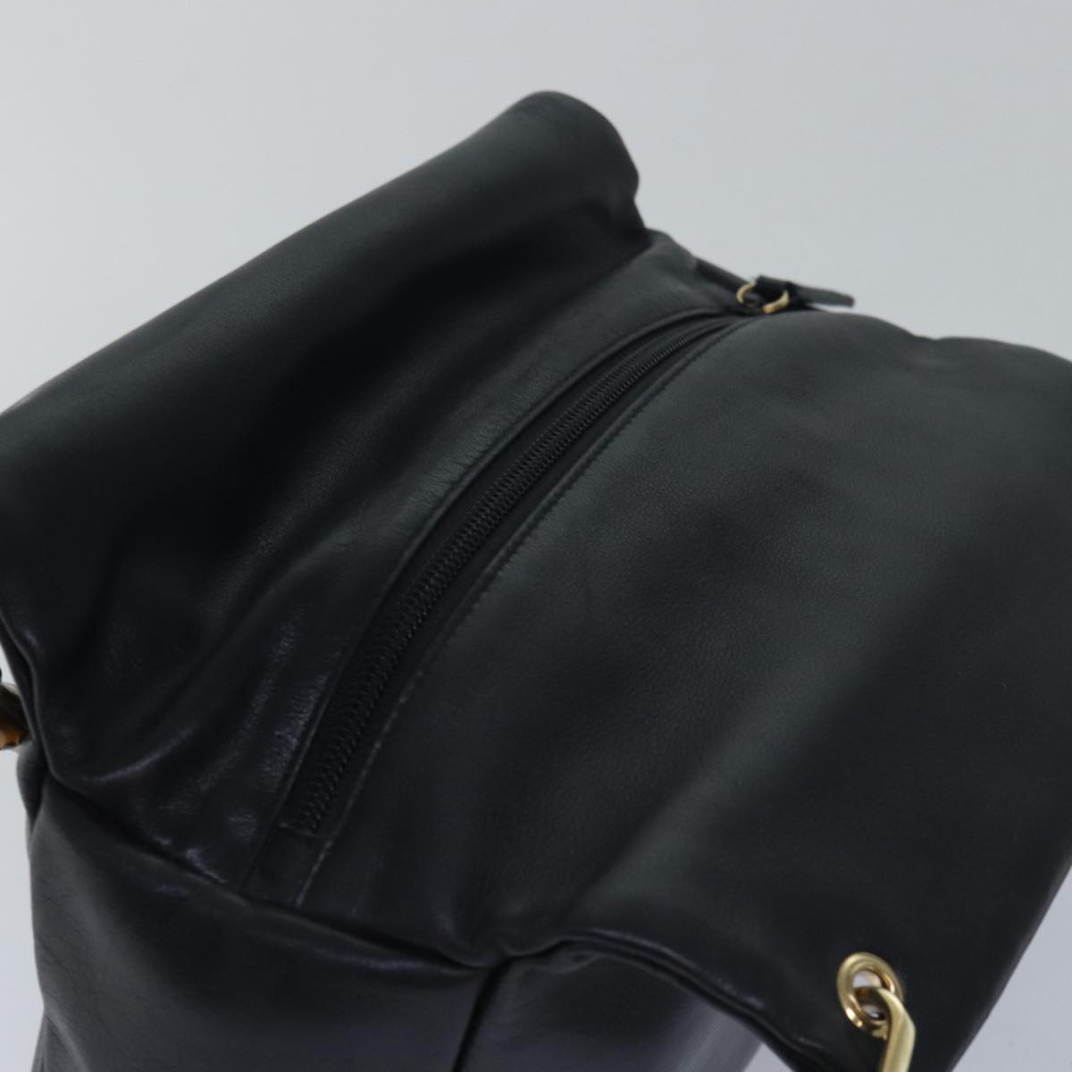 GUCCI Bamboo Hand Bag Leather Black 000 3444 0580 ep4677