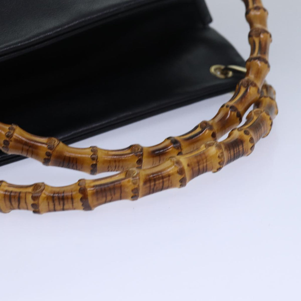 GUCCI Bamboo Hand Bag Leather Black 000 3444 0580 ep4677