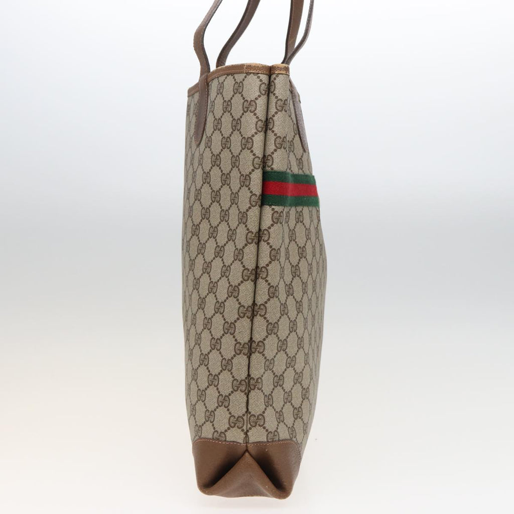 GUCCI GG Supreme Web Sherry Line Tote Bag PVC Beige Red Green ep4684