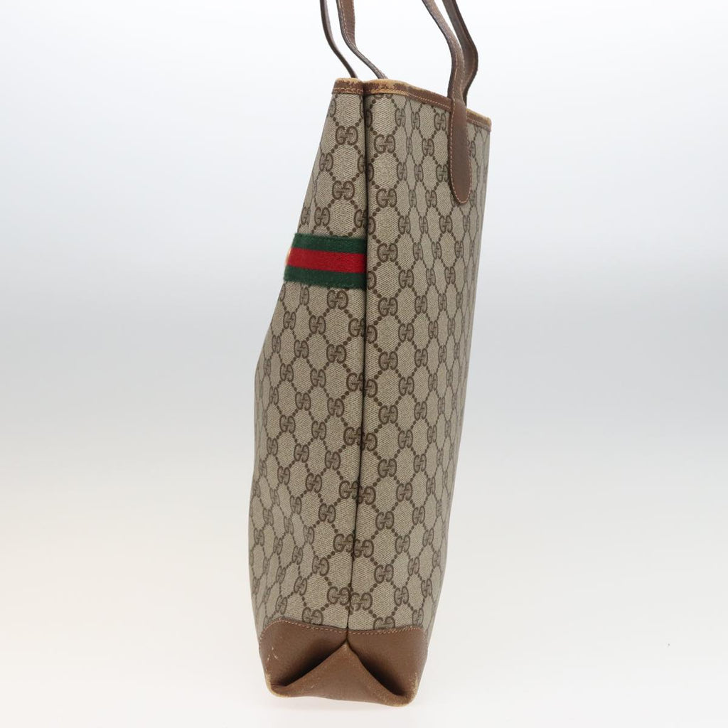 GUCCI GG Supreme Web Sherry Line Tote Bag PVC Beige Red Green ep4684