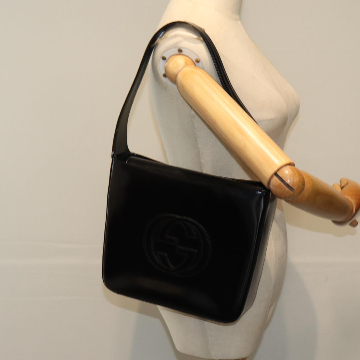 GUCCI Shoulder Bag Enamel Black 000 1013 0506 ep4698