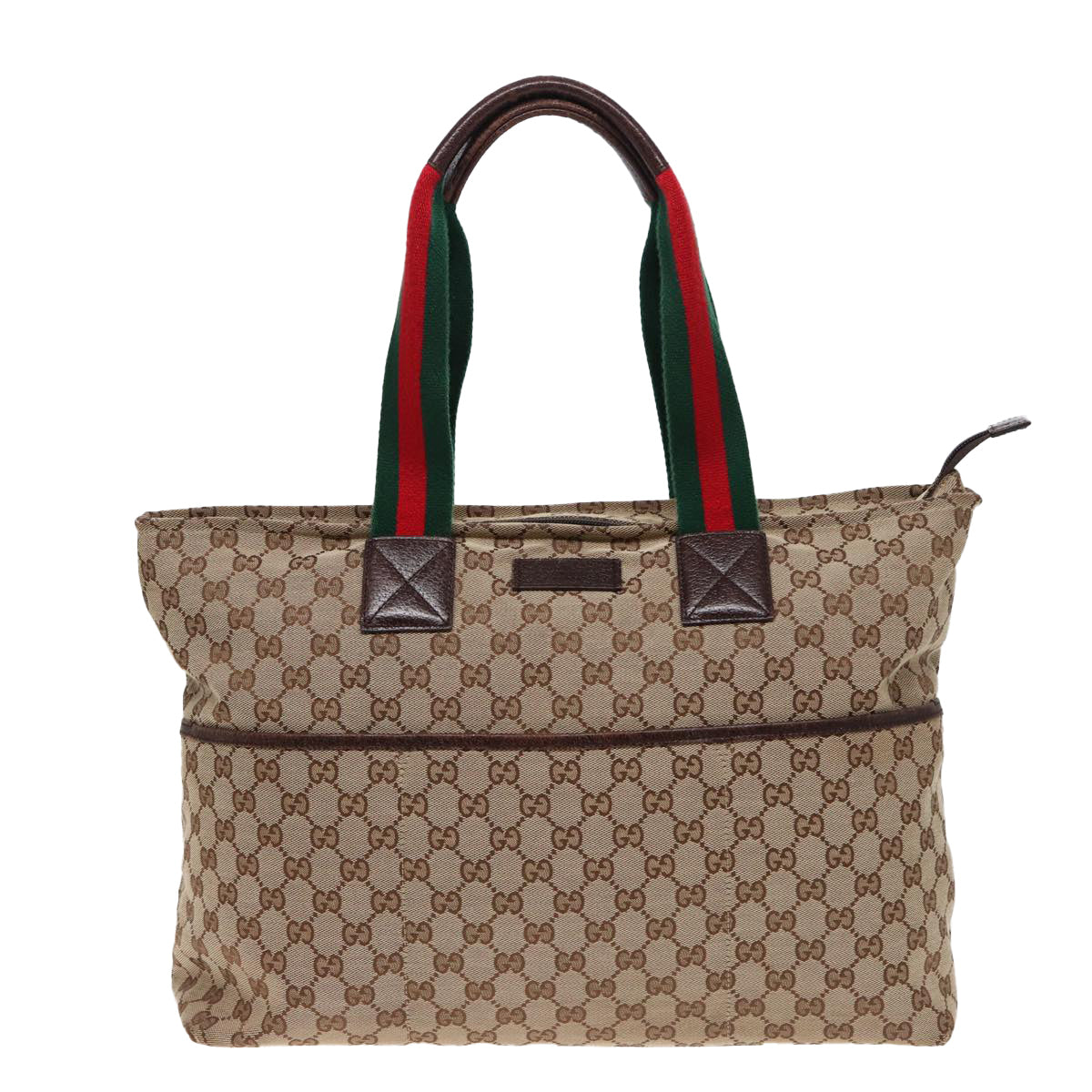GUCCI GG Canvas Web Sherry Line Tote Bag Beige Green Red 155524 ep4699