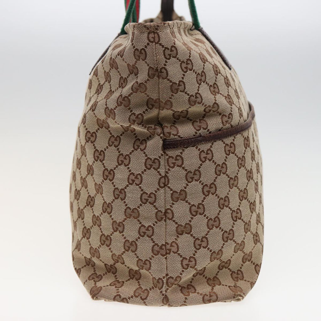 GUCCI GG Canvas Web Sherry Line Tote Bag Beige Green Red 155524 ep4699