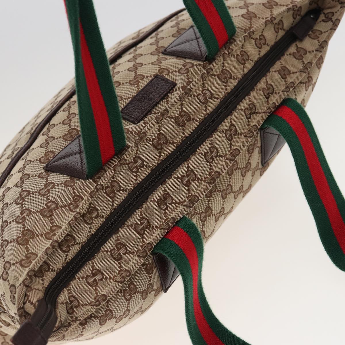 GUCCI GG Canvas Web Sherry Line Tote Bag Beige Green Red 155524 ep4699