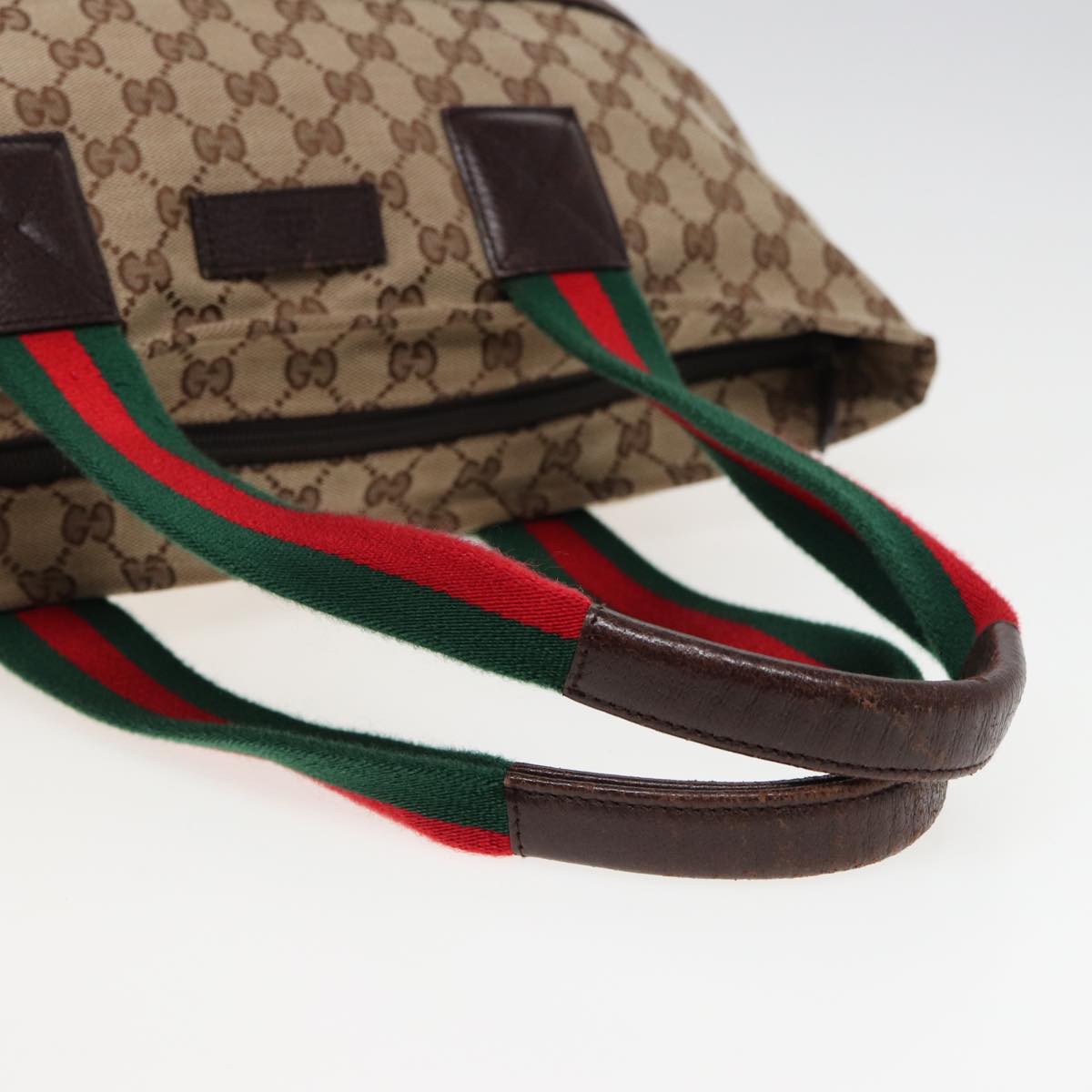 GUCCI GG Canvas Web Sherry Line Tote Bag Beige Green Red 155524 ep4699