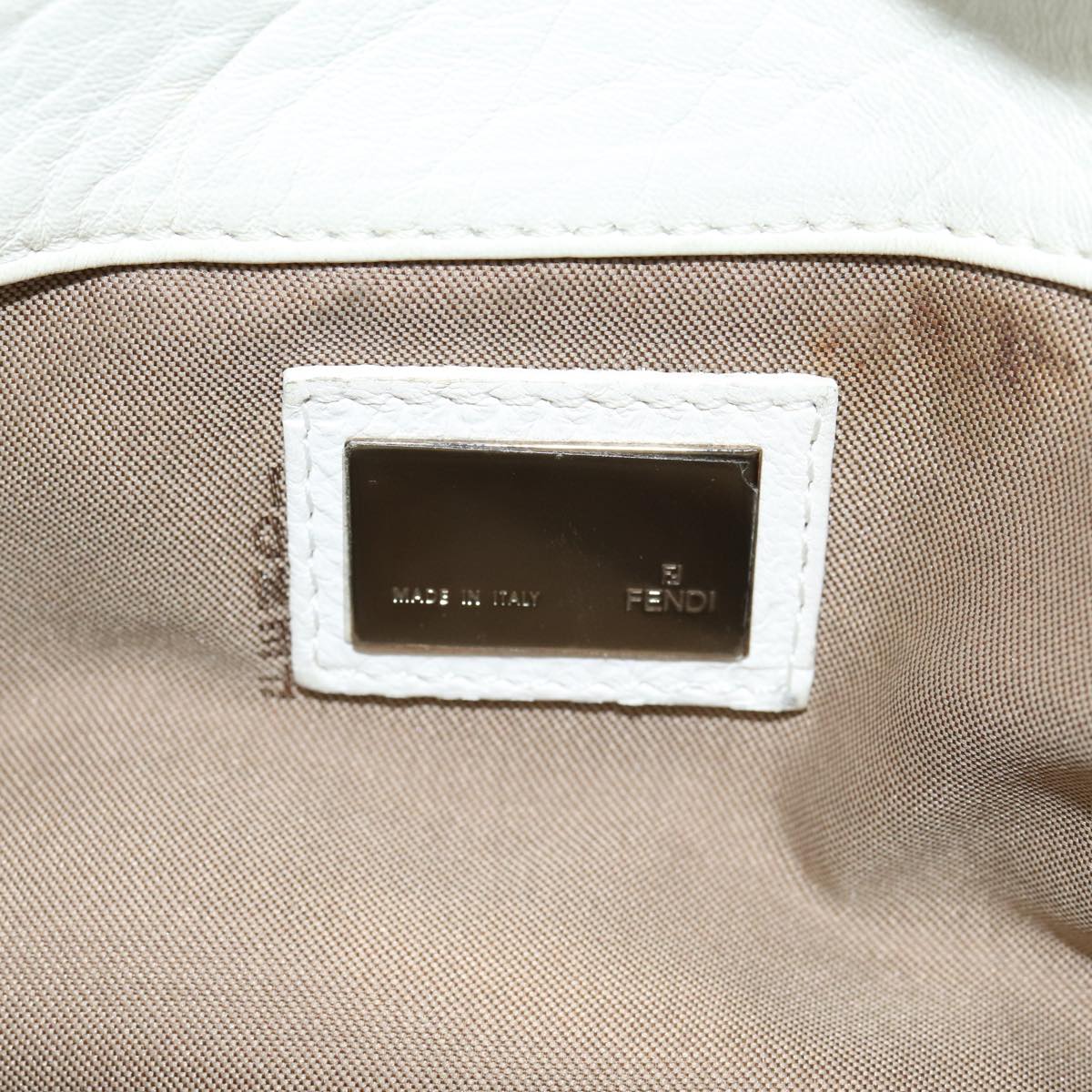 FENDI Mamma Baguette Shoulder Bag Leather White ep4700