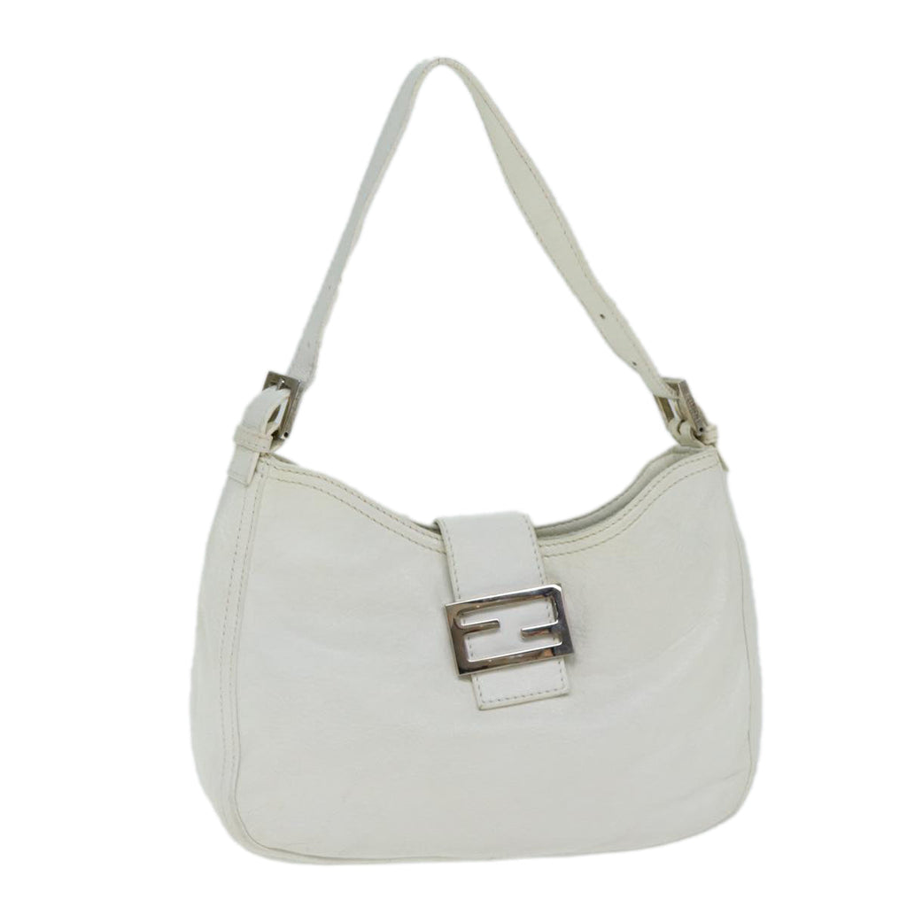 FENDI Mamma Baguette Shoulder Bag Leather White ep4700
