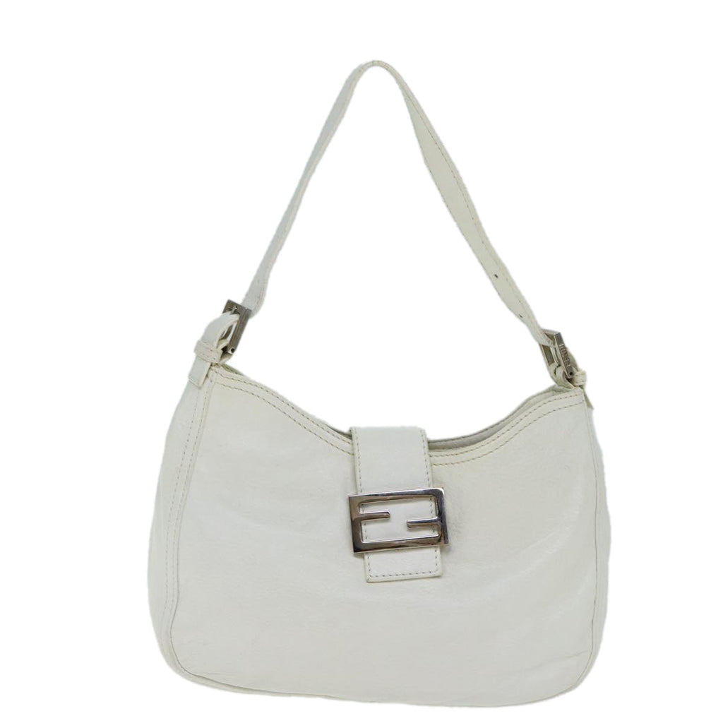 FENDI Mamma Baguette Shoulder Bag Leather White ep4700
