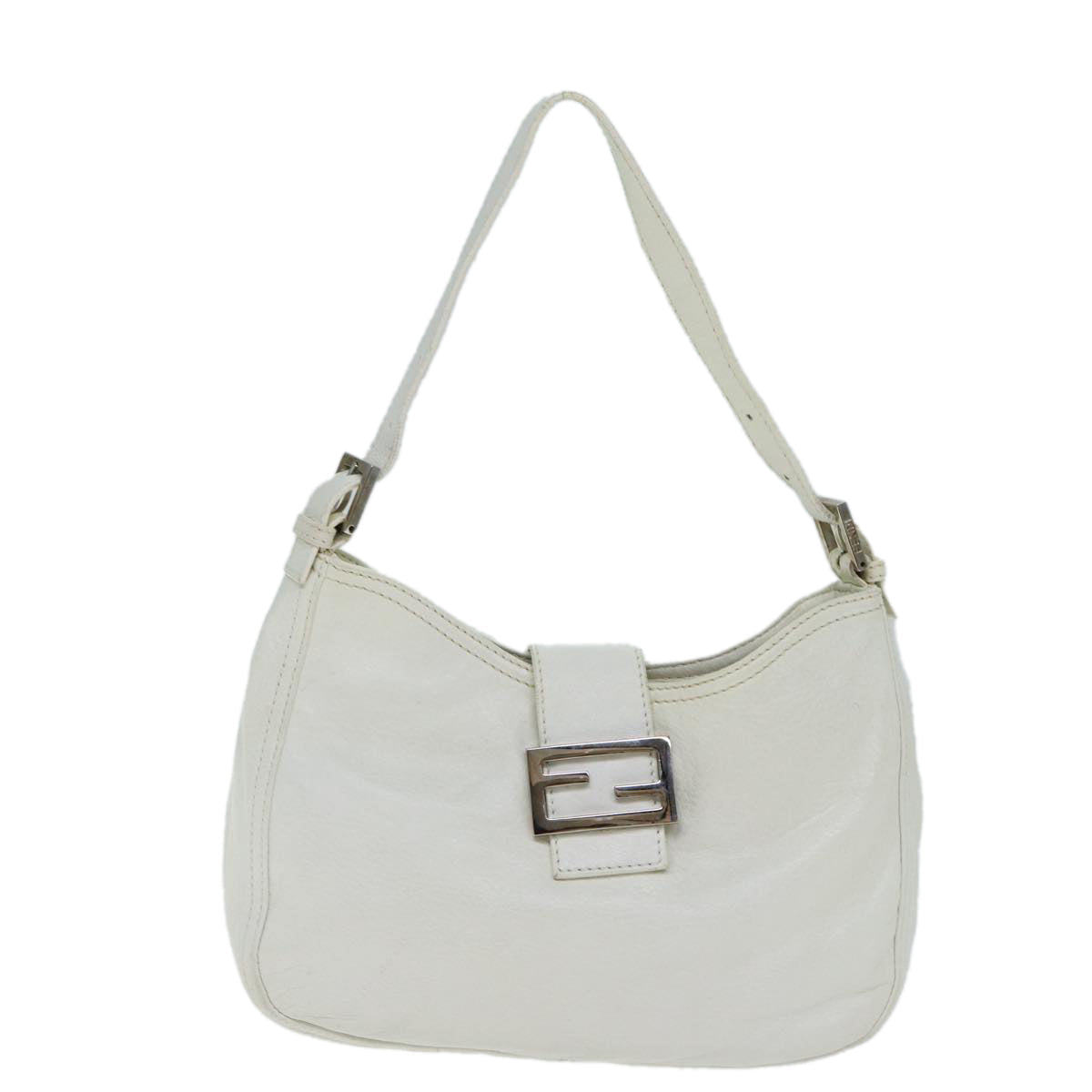 FENDI Mamma Baguette Shoulder Bag Leather White ep4700