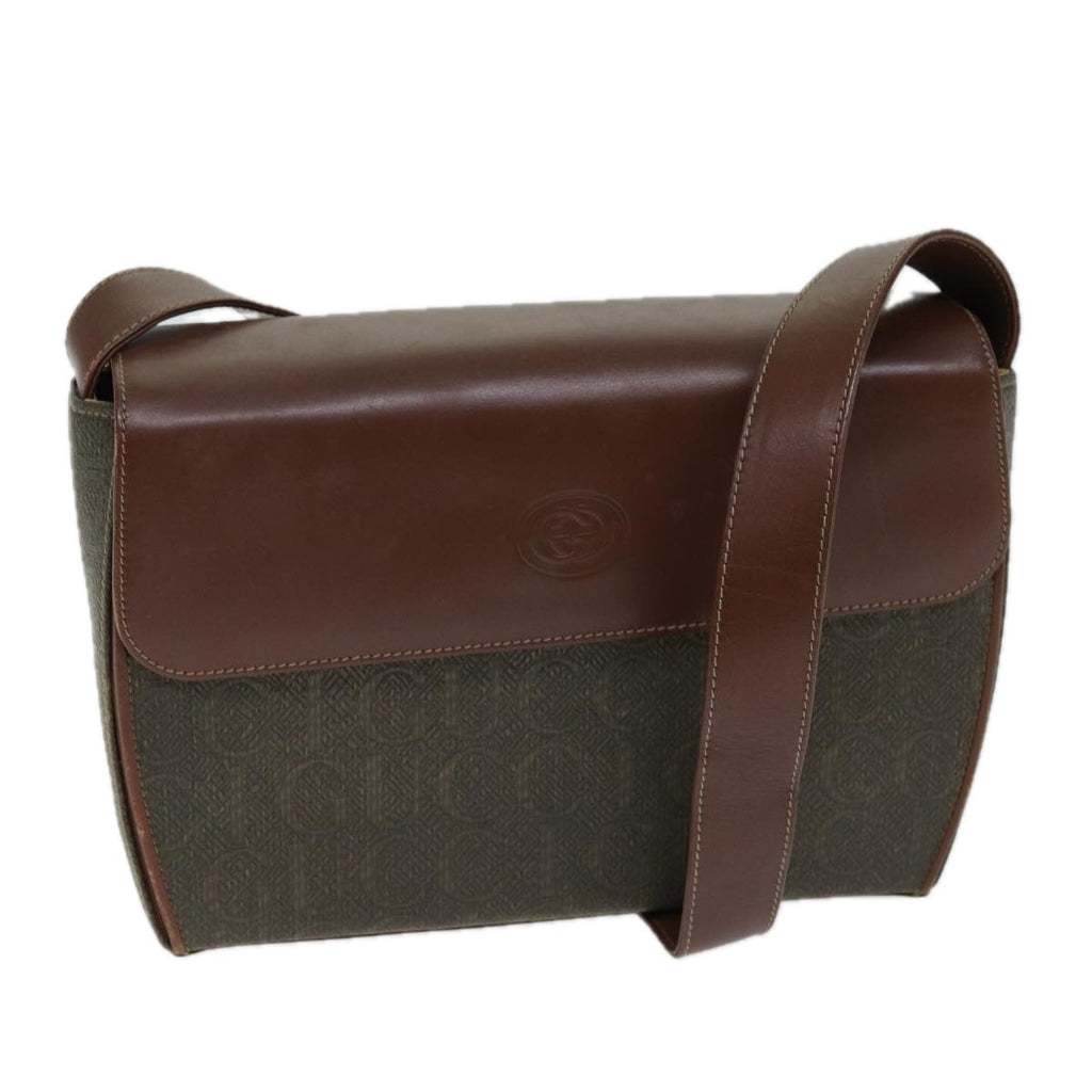 GUCCI Shoulder Bag Canvas Leather Brown ep4702