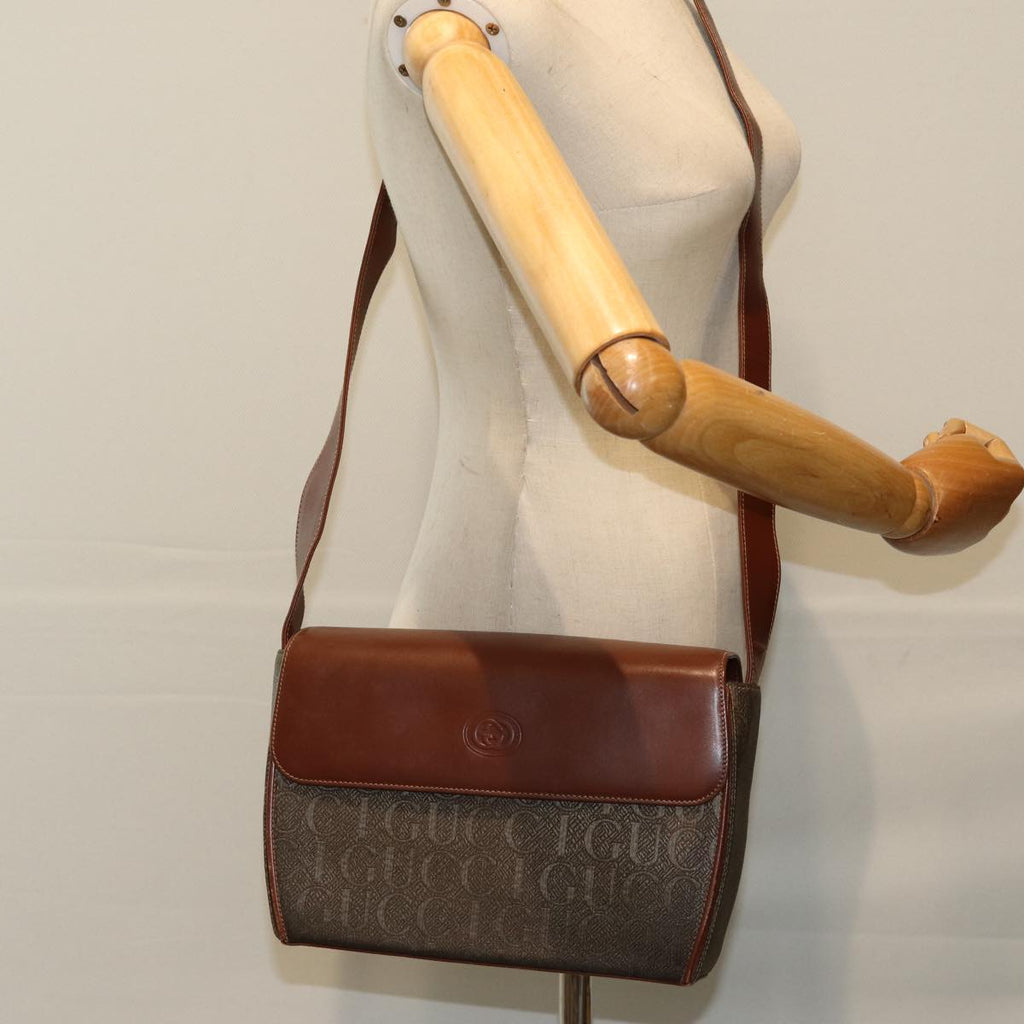 GUCCI Shoulder Bag Canvas Leather Brown ep4702