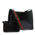 GUCCI Web Sherry Line Shoulder Bag Enamel Black Red Green ep4721
