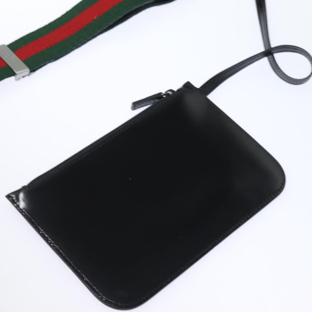 GUCCI Web Sherry Line Shoulder Bag Enamel Black Red Green ep4721