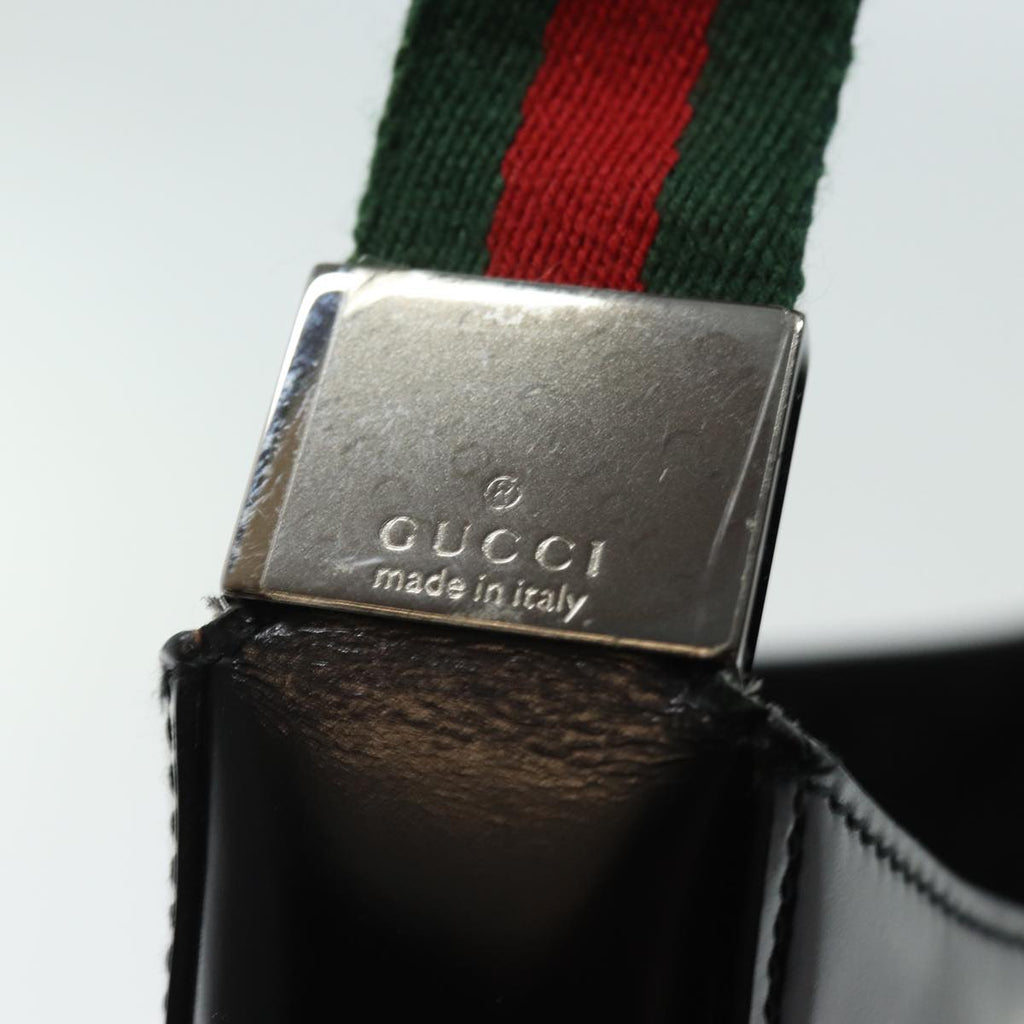 GUCCI Web Sherry Line Shoulder Bag Enamel Black Red Green ep4721