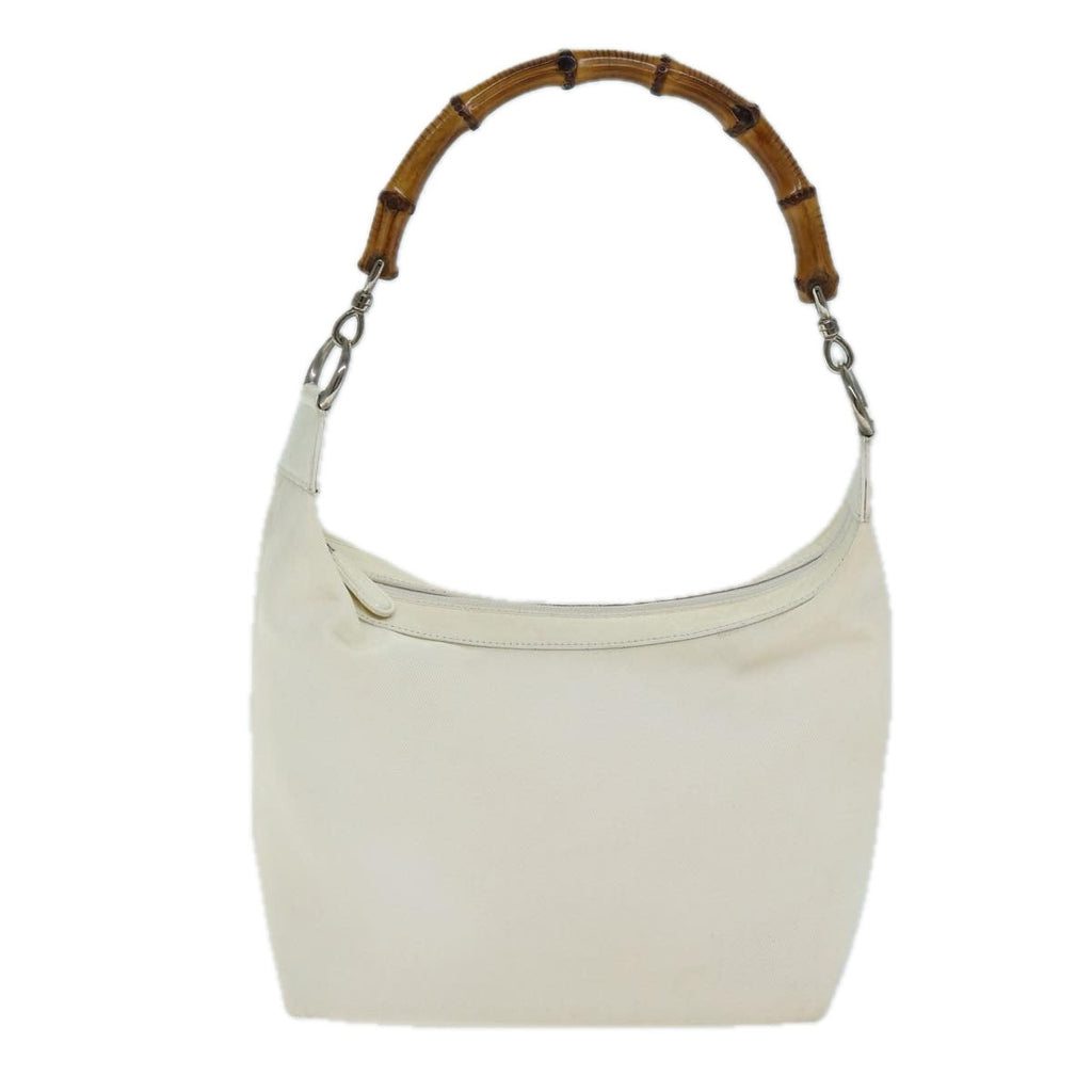 GUCCI Bamboo Shoulder Bag Nylon White 000 1956 0531 ep4742
