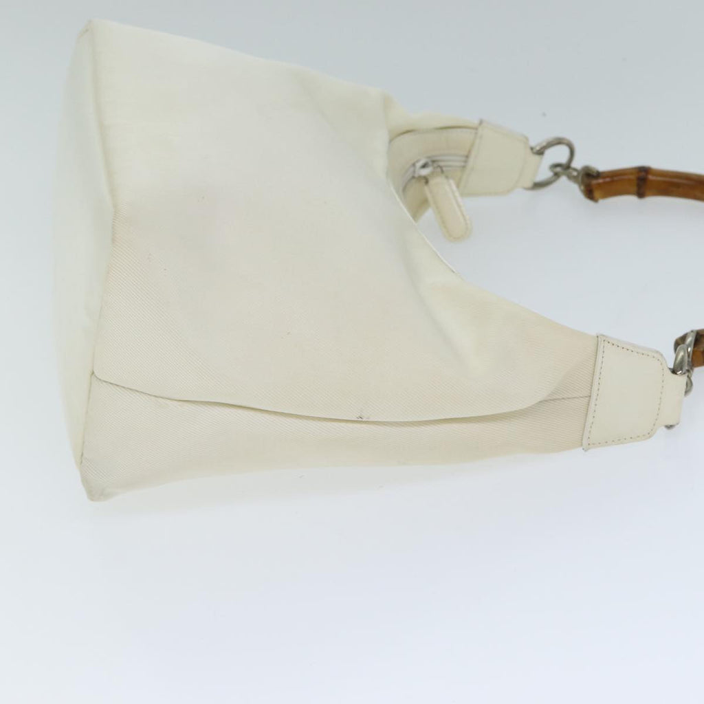 GUCCI Bamboo Shoulder Bag Nylon White 000 1956 0531 ep4742