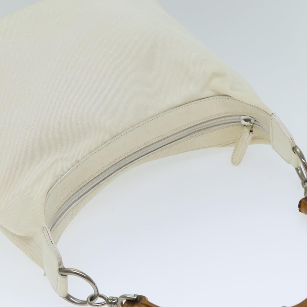 GUCCI Bamboo Shoulder Bag Nylon White 000 1956 0531 ep4742