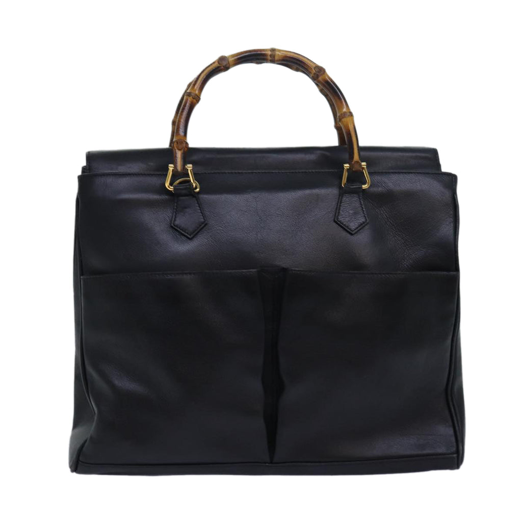 GUCCI Bamboo Hand Bag Leather Black ep4747