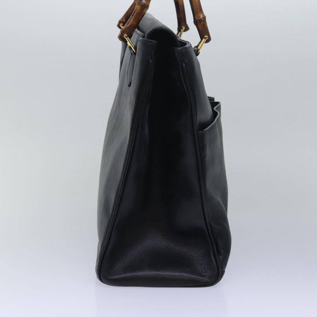 GUCCI Bamboo Hand Bag Leather Black ep4747