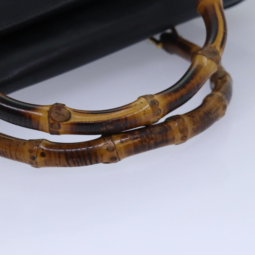 GUCCI Bamboo Hand Bag Leather Black ep4747