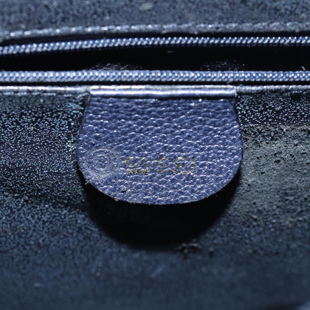 GUCCI Bamboo Hand Bag Suede Navy 002 123 0260 ep4750