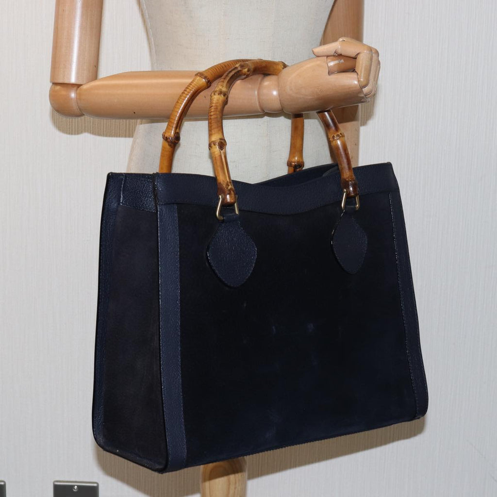 GUCCI Bamboo Hand Bag Suede Navy 002 123 0260 ep4750