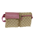 GUCCI GG Canvas Sherry Line Waist bag Beige Pink 28566 ep4752