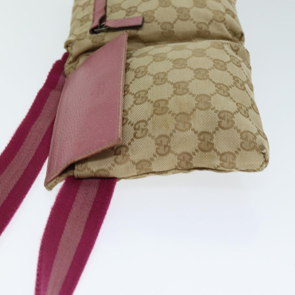 GUCCI GG Canvas Sherry Line Waist bag Beige Pink 28566 ep4752
