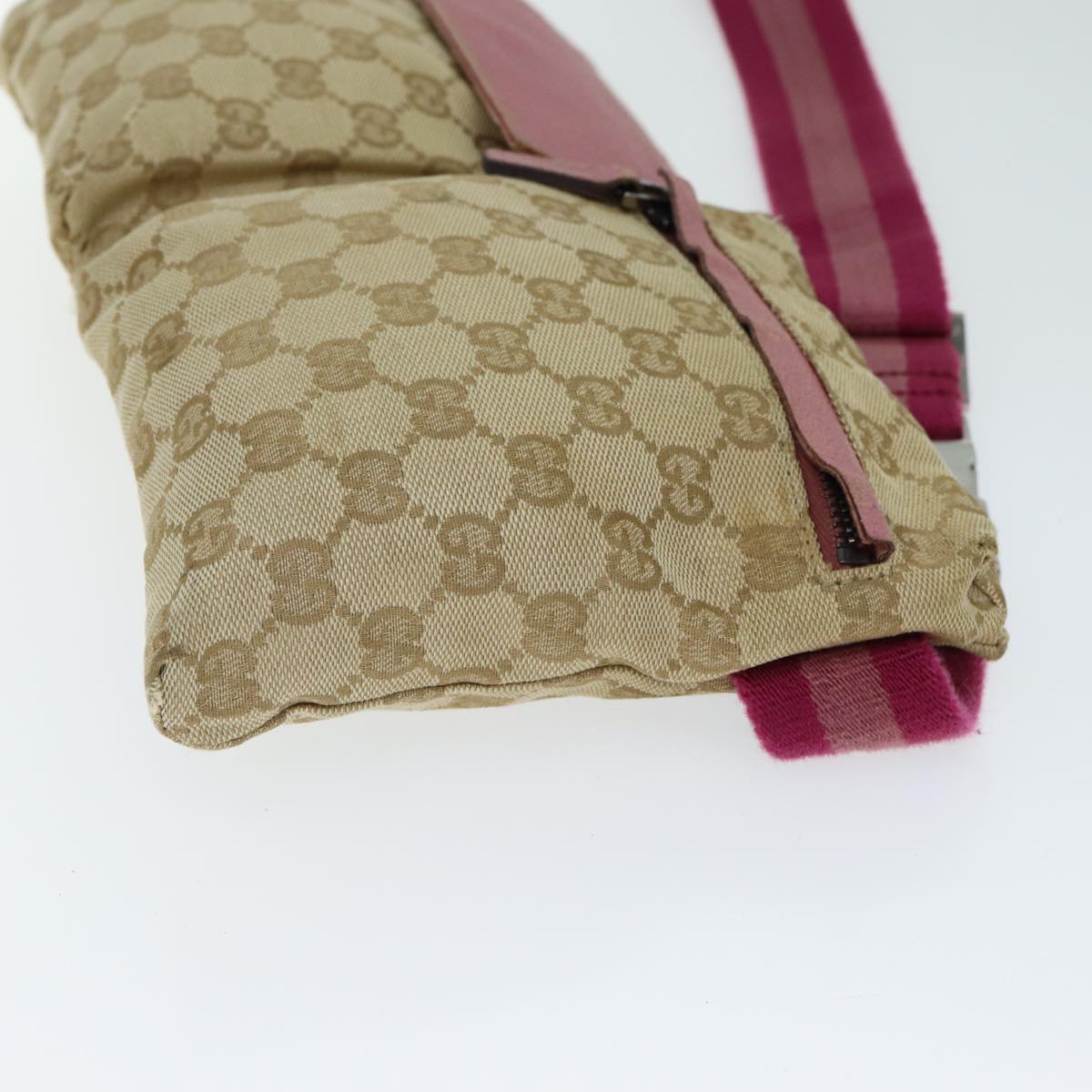 GUCCI GG Canvas Sherry Line Waist bag Beige Pink 28566 ep4752