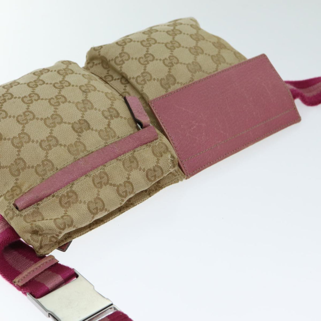 GUCCI GG Canvas Sherry Line Waist bag Beige Pink 28566 ep4752