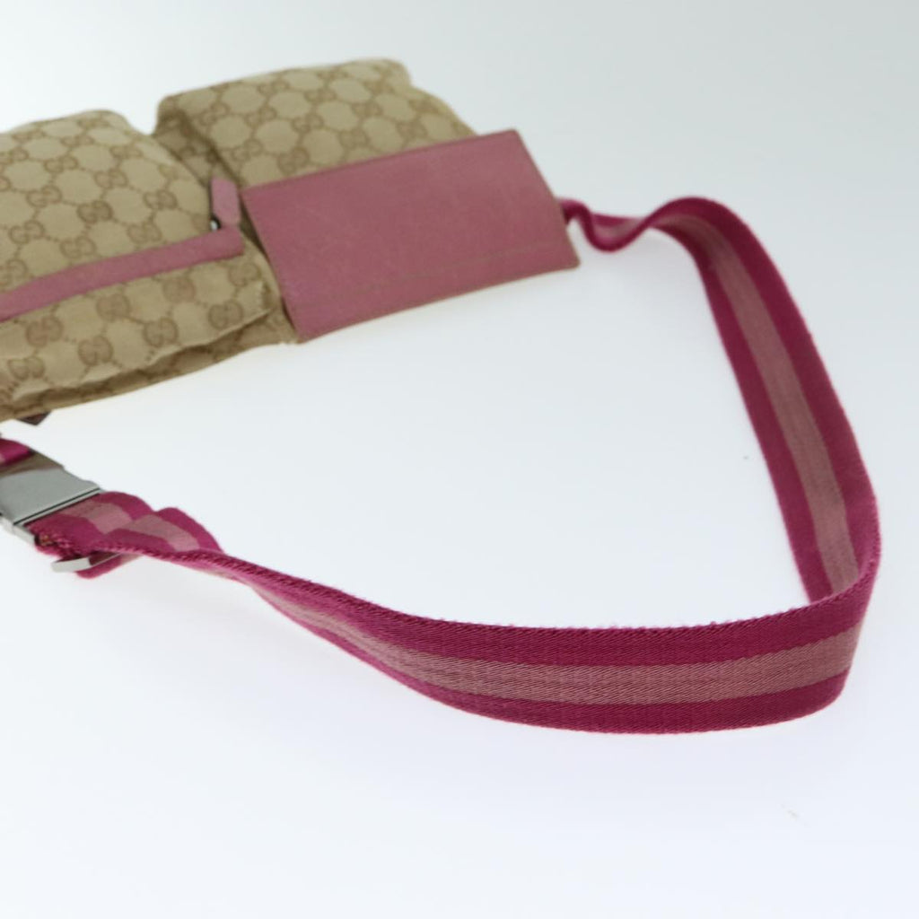 GUCCI GG Canvas Sherry Line Waist bag Beige Pink 28566 ep4752
