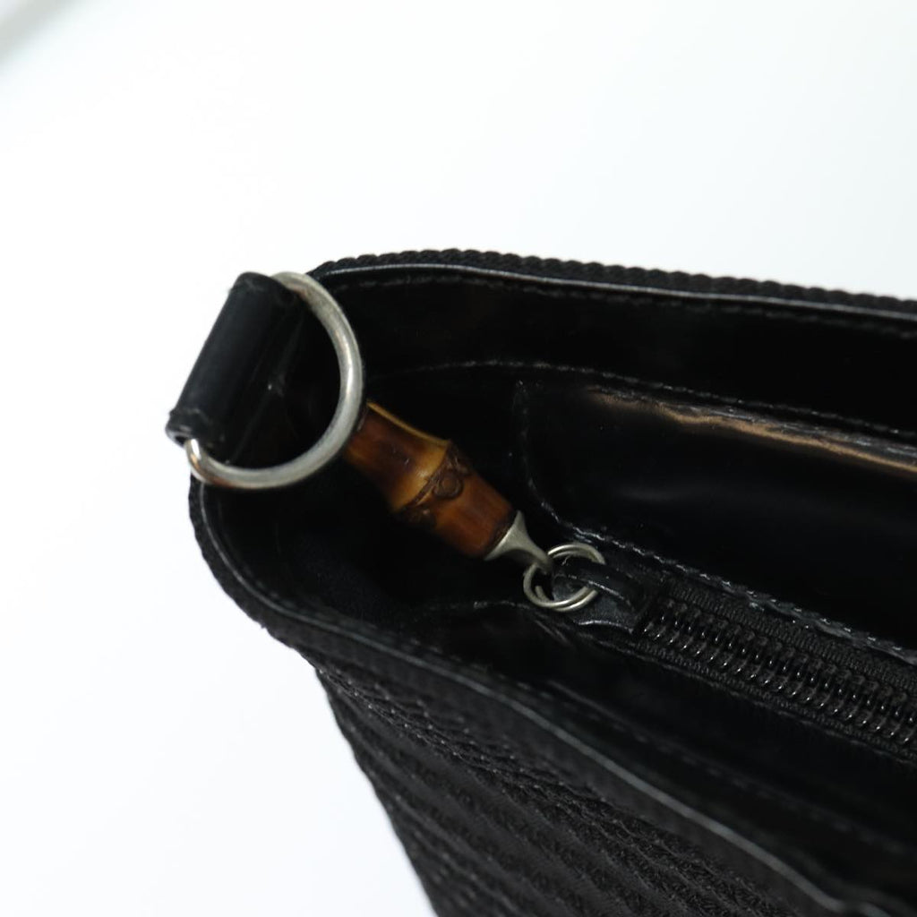 GUCCI Bamboo Hand Bag Nylon 2way Black 000 1998 0540 ep4783