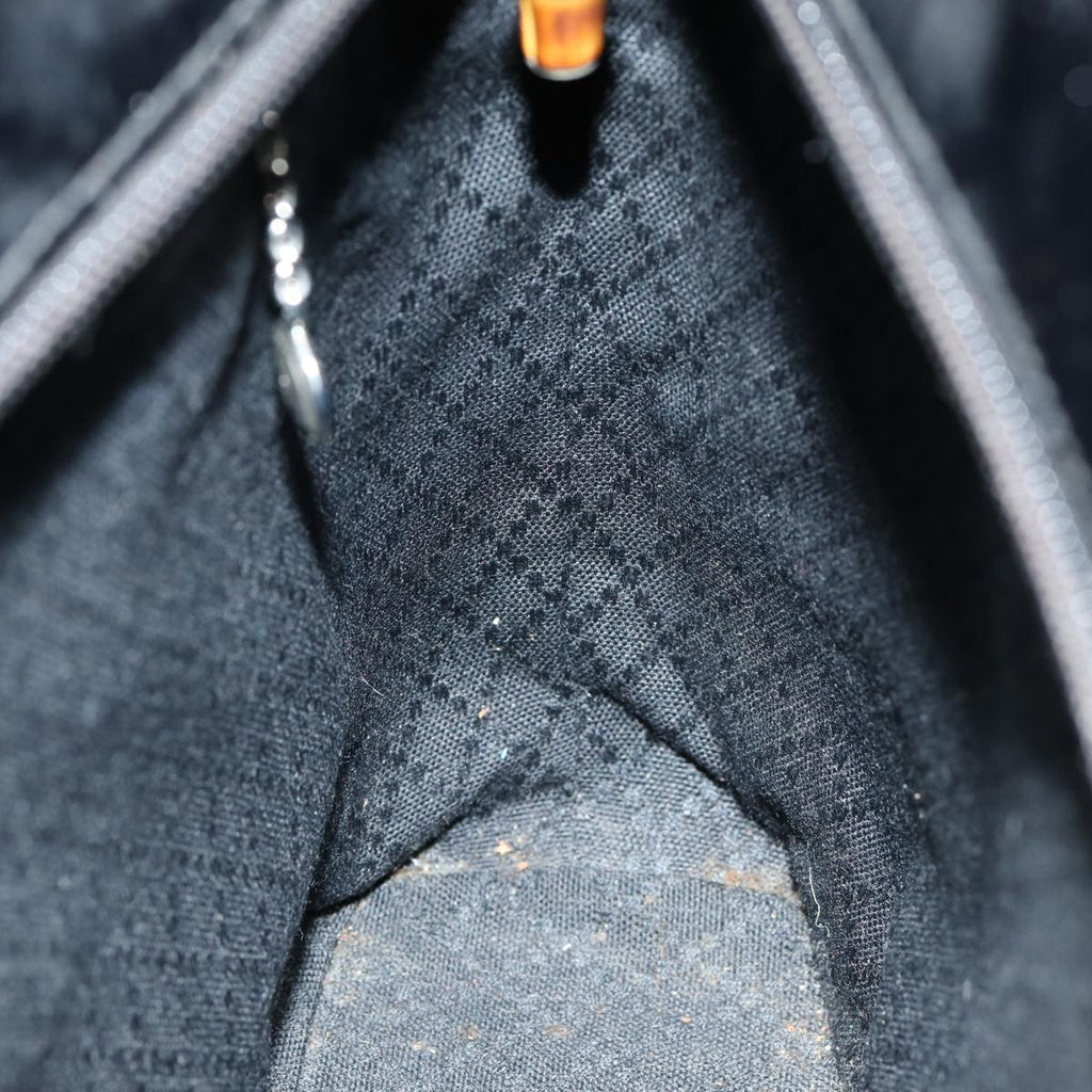 GUCCI Bamboo Hand Bag Nylon 2way Black 000 1998 0540 ep4783