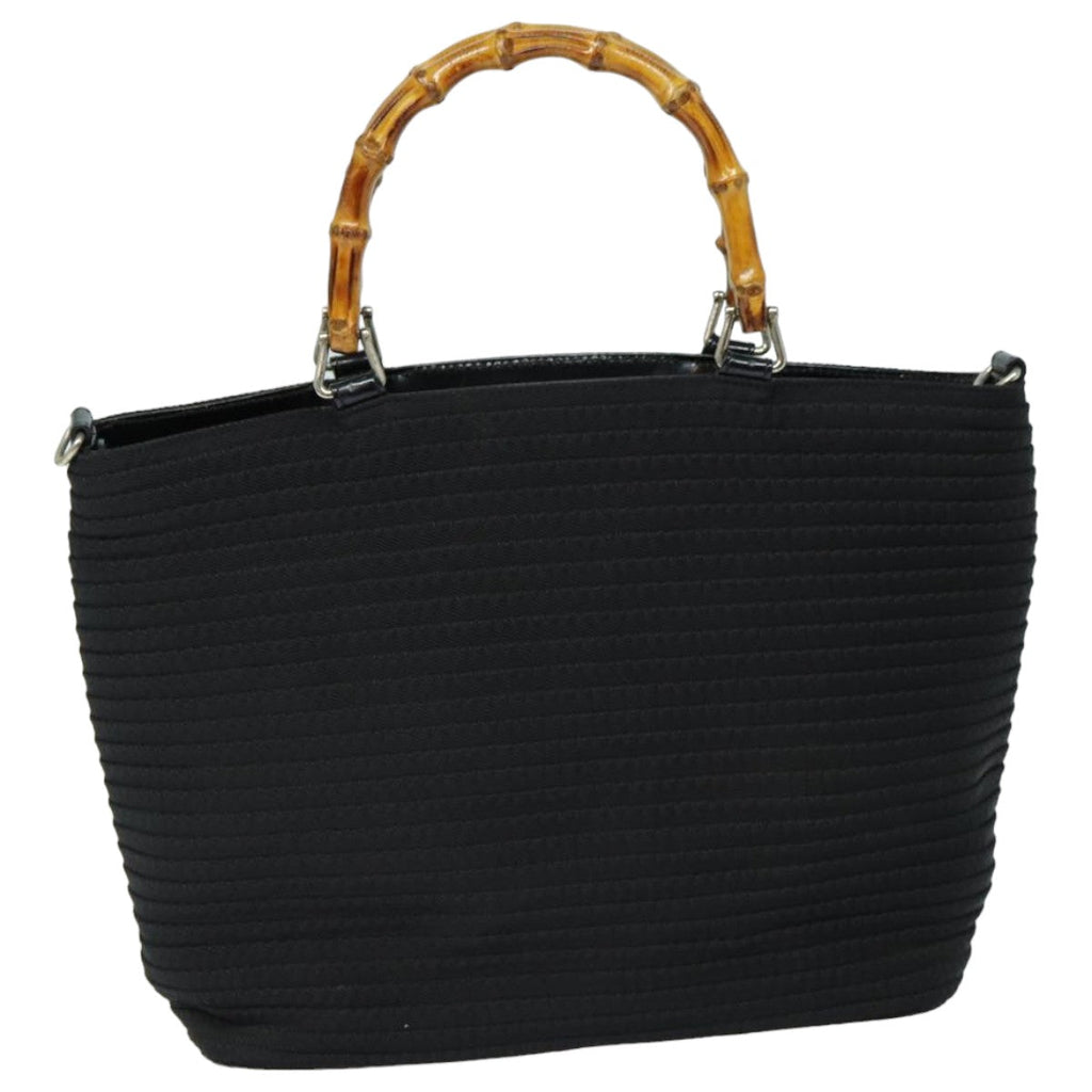 GUCCI Bamboo Hand Bag Nylon 2way Black 000 1998 0540 ep4783
