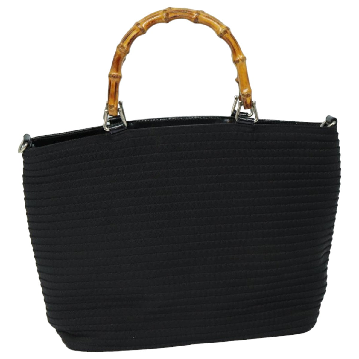 GUCCI Bamboo Hand Bag Nylon 2way Black 000 1998 0540 ep4783