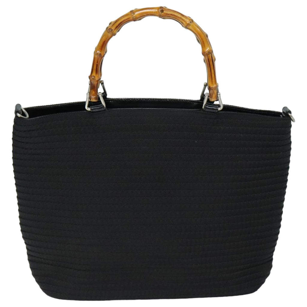 GUCCI Bamboo Hand Bag Nylon 2way Black 000 1998 0540 ep4783