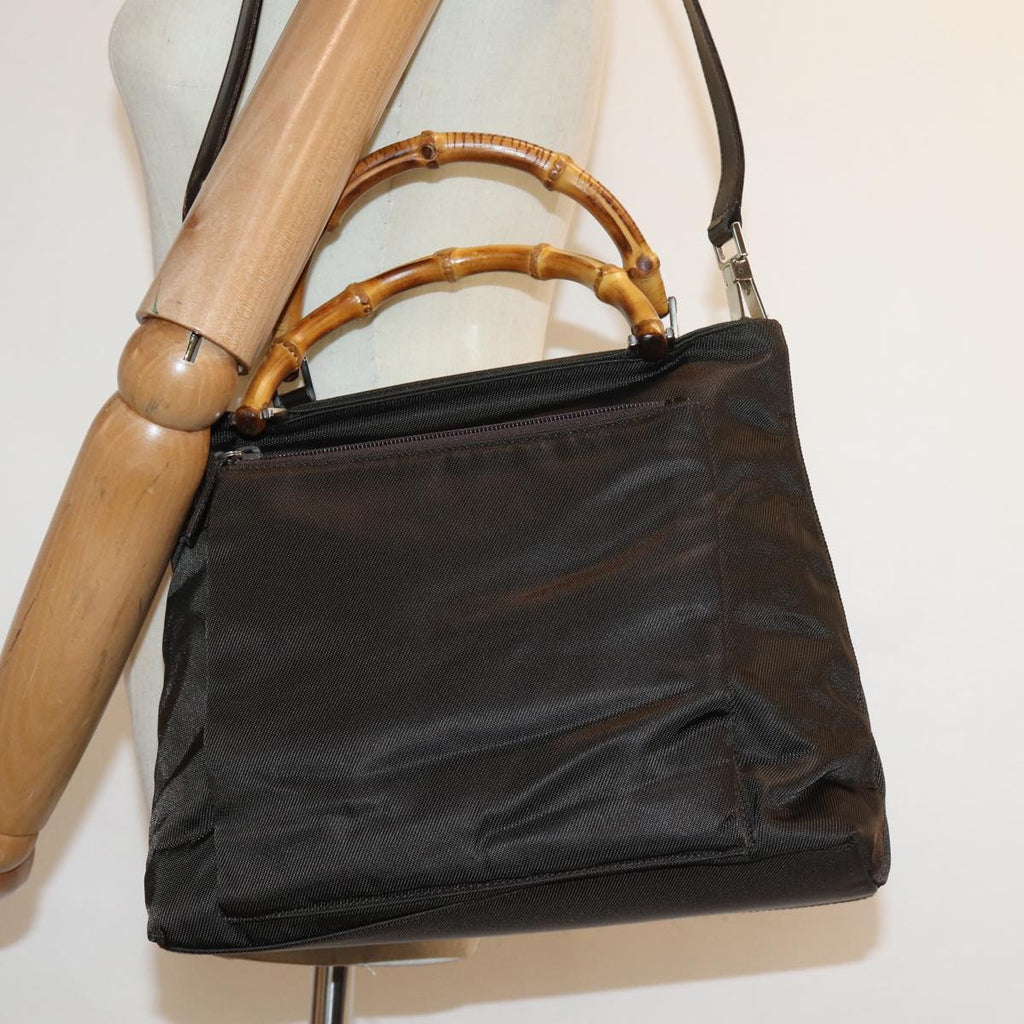 GUCCI Bamboo Hand Bag Nylon 2way Brown 002 2058 0508 5 ep4789