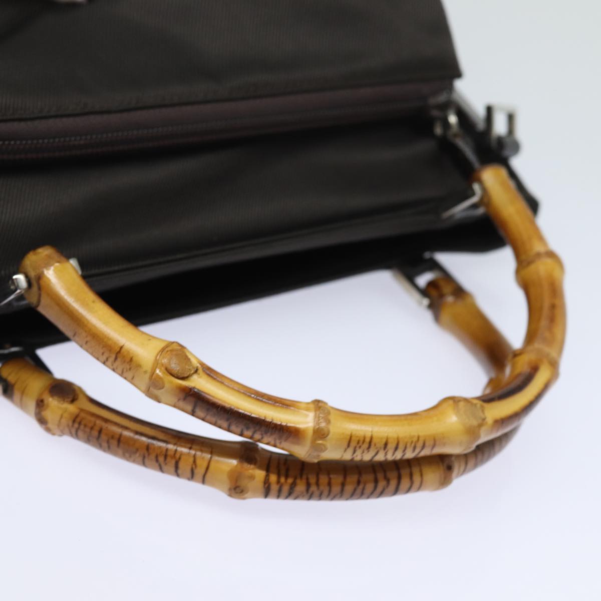 GUCCI Bamboo Hand Bag Nylon 2way Brown 002 2058 0508 5 ep4789