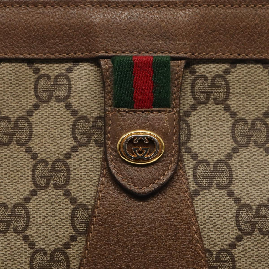 GUCCI GG Supreme Web Sherry Line Clutch Bag PVC Beige Red 89 01 033 ep4795