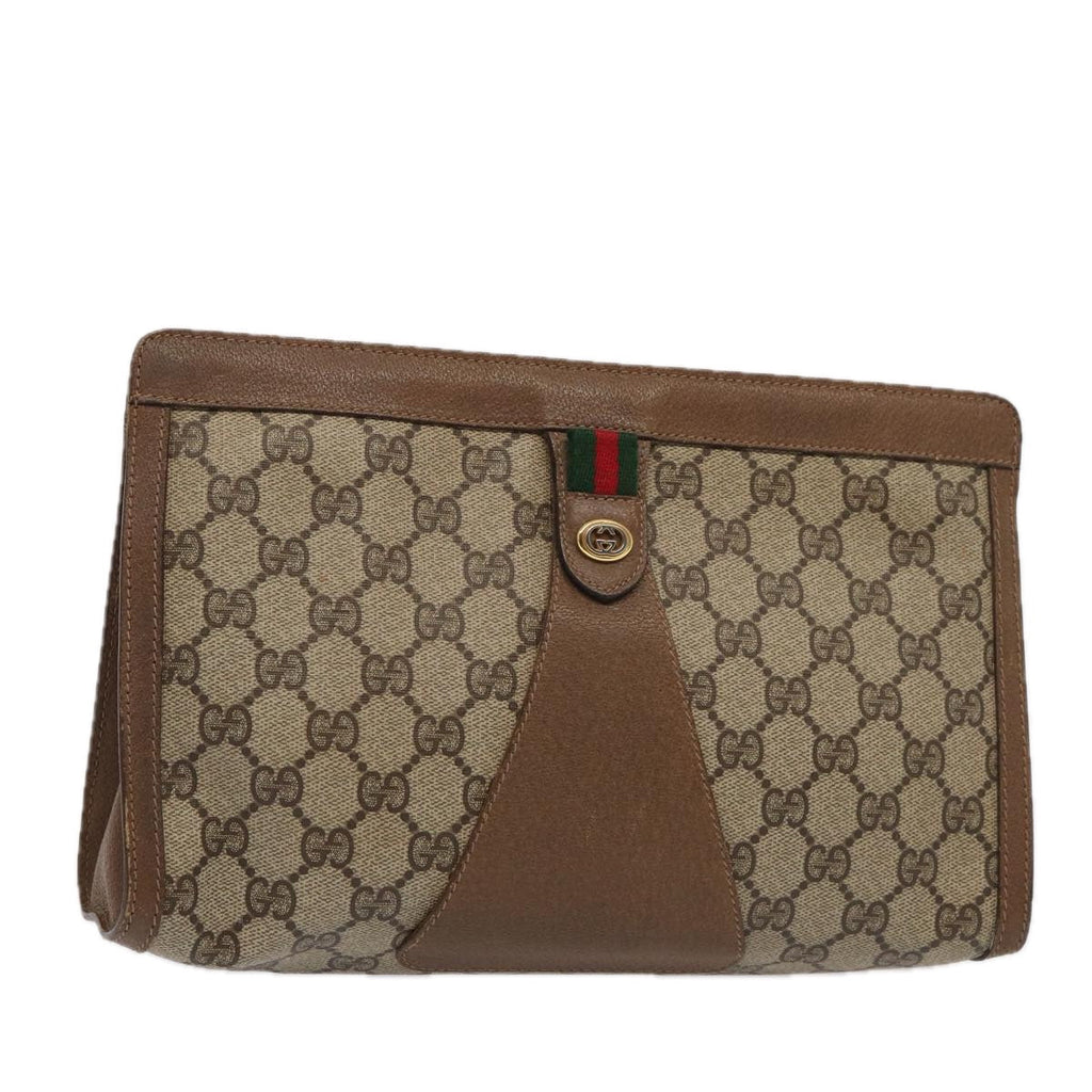 GUCCI GG Supreme Web Sherry Line Clutch Bag PVC Beige Red 89 01 033 ep4795