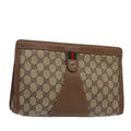 GUCCI GG Supreme Web Sherry Line Clutch Bag PVC Beige Red 89 01 033 ep4795