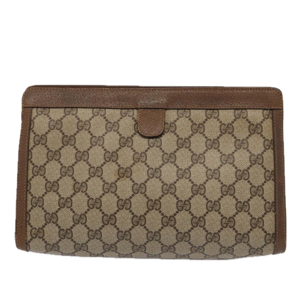 GUCCI GG Supreme Web Sherry Line Clutch Bag PVC Beige Red 89 01 033 ep4795