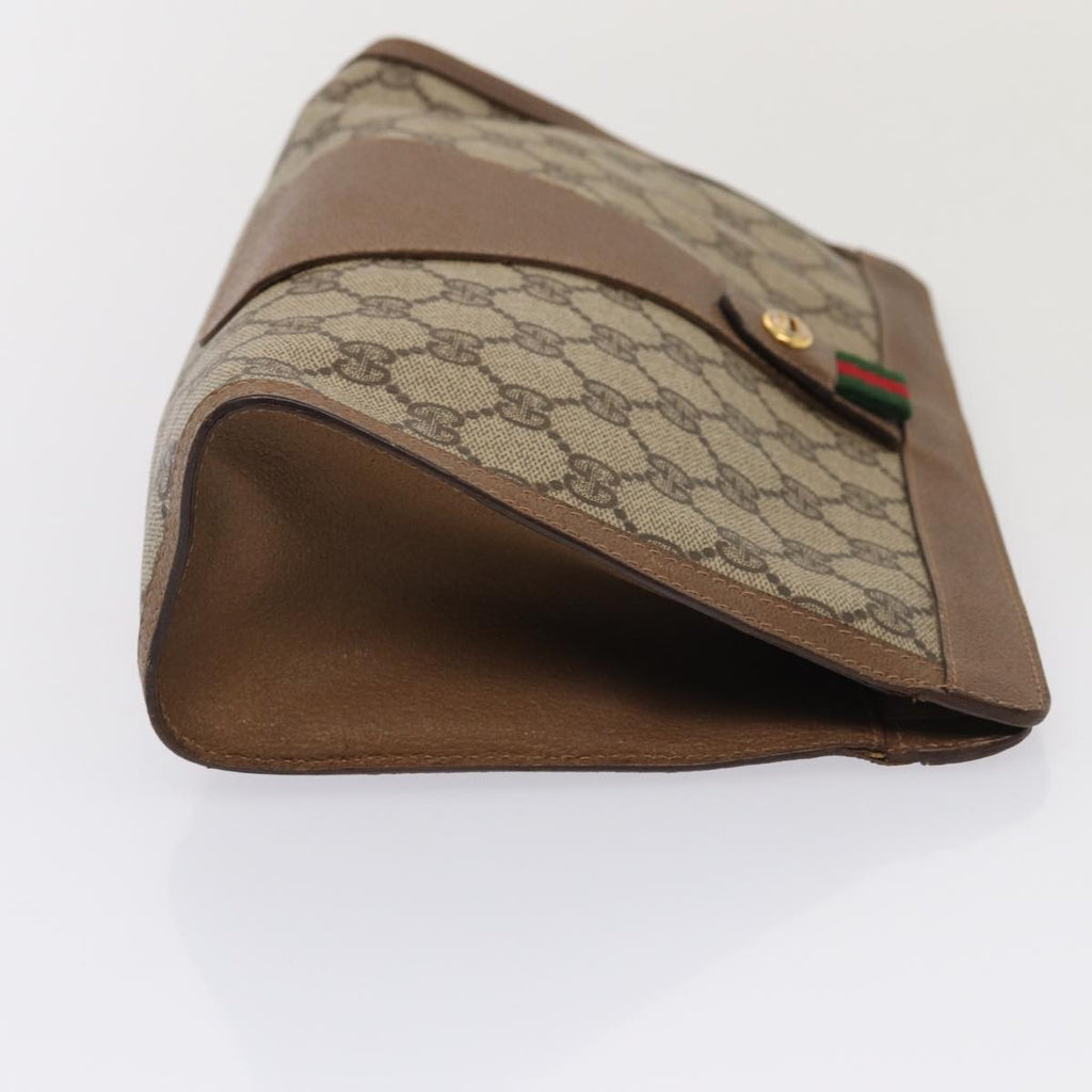 GUCCI GG Supreme Web Sherry Line Clutch Bag PVC Beige Red 89 01 033 ep4795