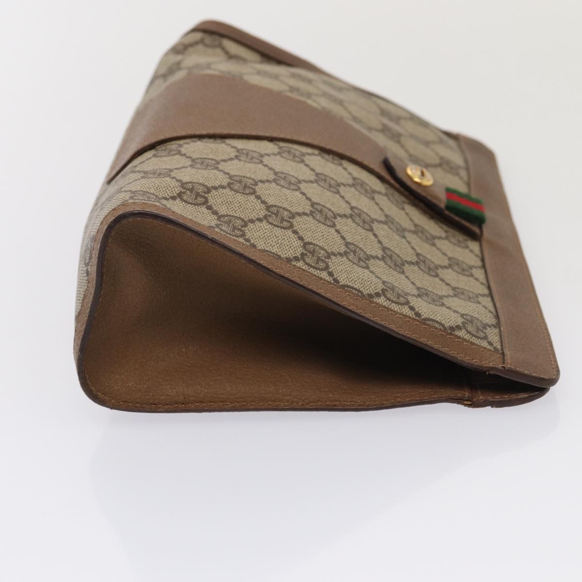 GUCCI GG Supreme Web Sherry Line Clutch Bag PVC Beige Red 89 01 033 ep4795