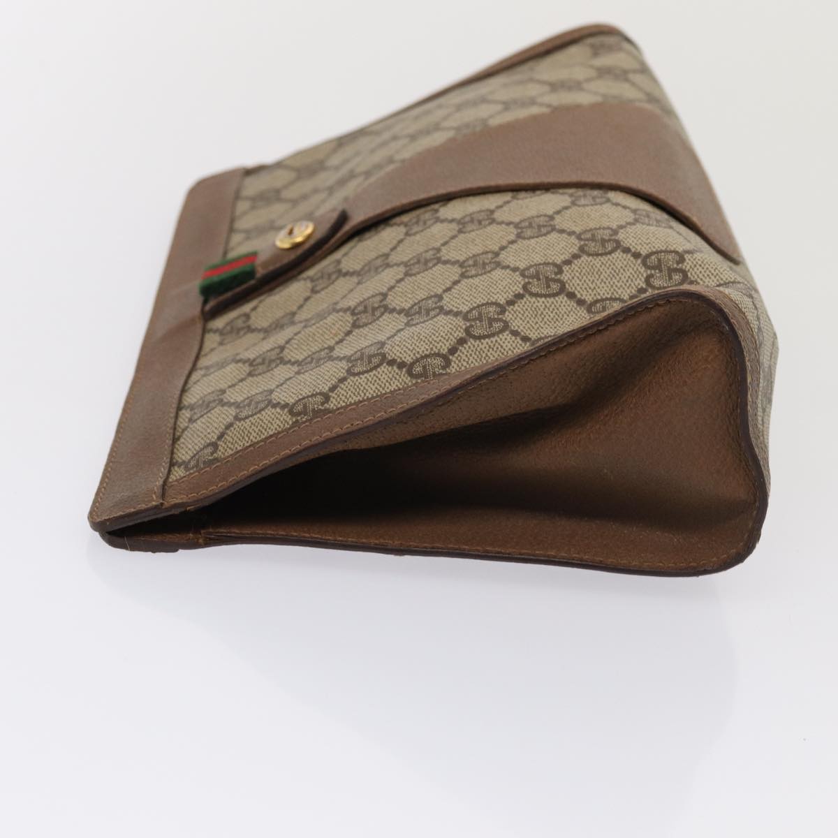 GUCCI GG Supreme Web Sherry Line Clutch Bag PVC Beige Red 89 01 033 ep4795