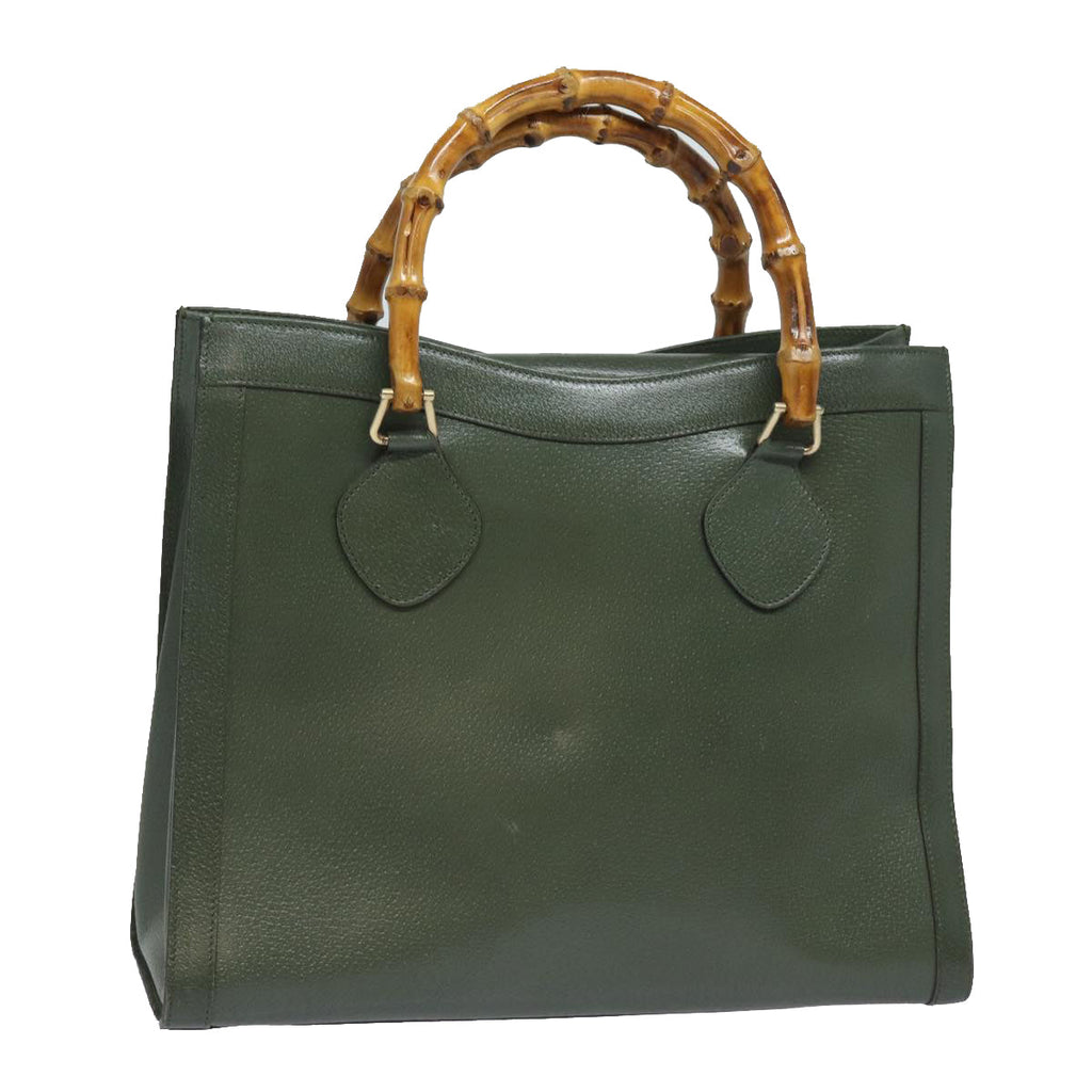 GUCCI Bamboo Tote Bag Leather Outlet Green 002 8260 2853 ep4802