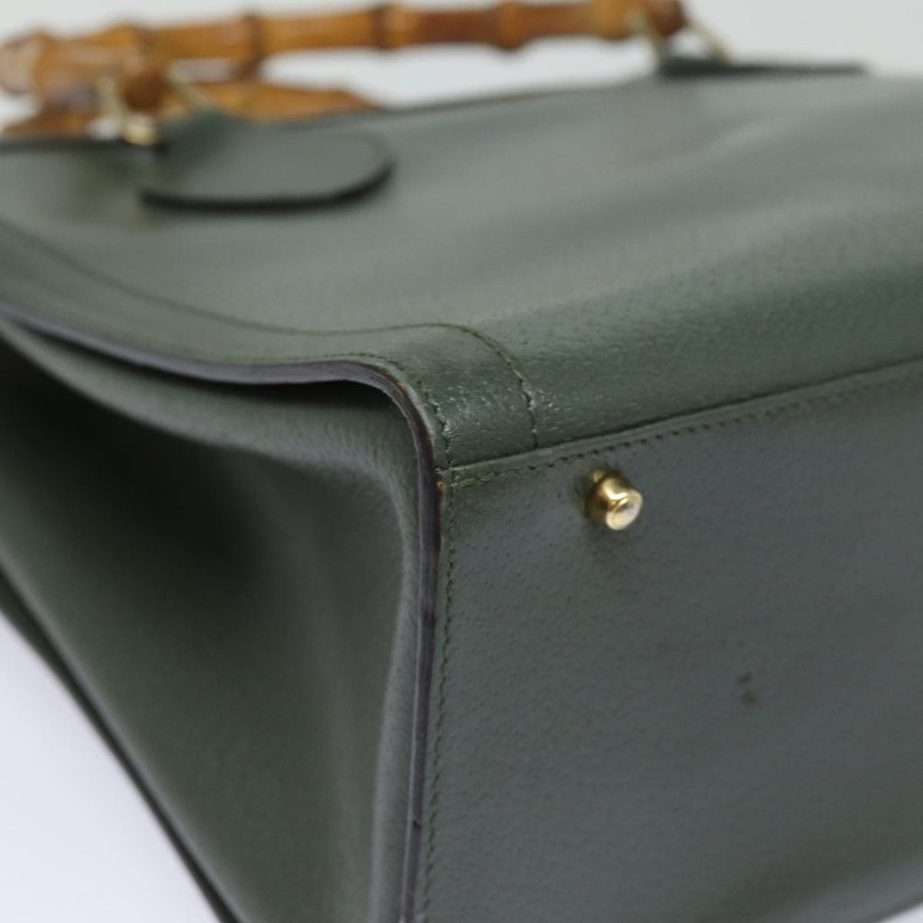 GUCCI Bamboo Tote Bag Leather Outlet Green 002 8260 2853 ep4802